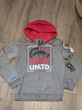 Ecko Unlimited Men's Gray & Red Hoodie - NWT